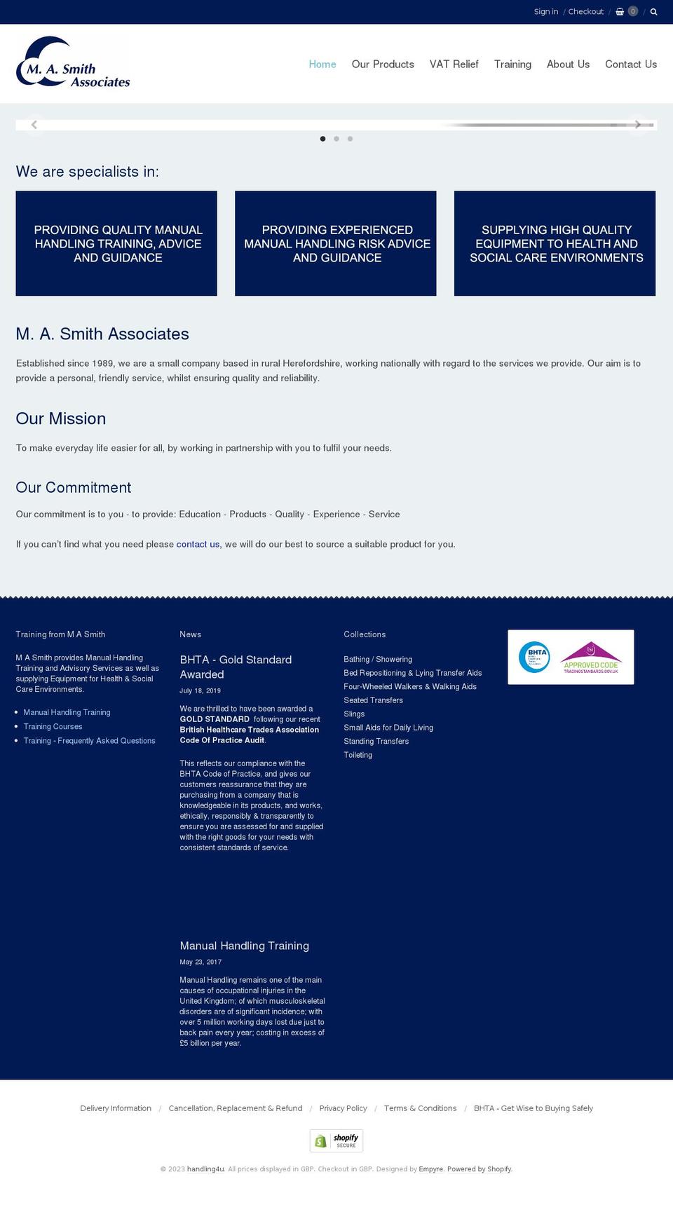 handling4u.co.uk shopify website screenshot