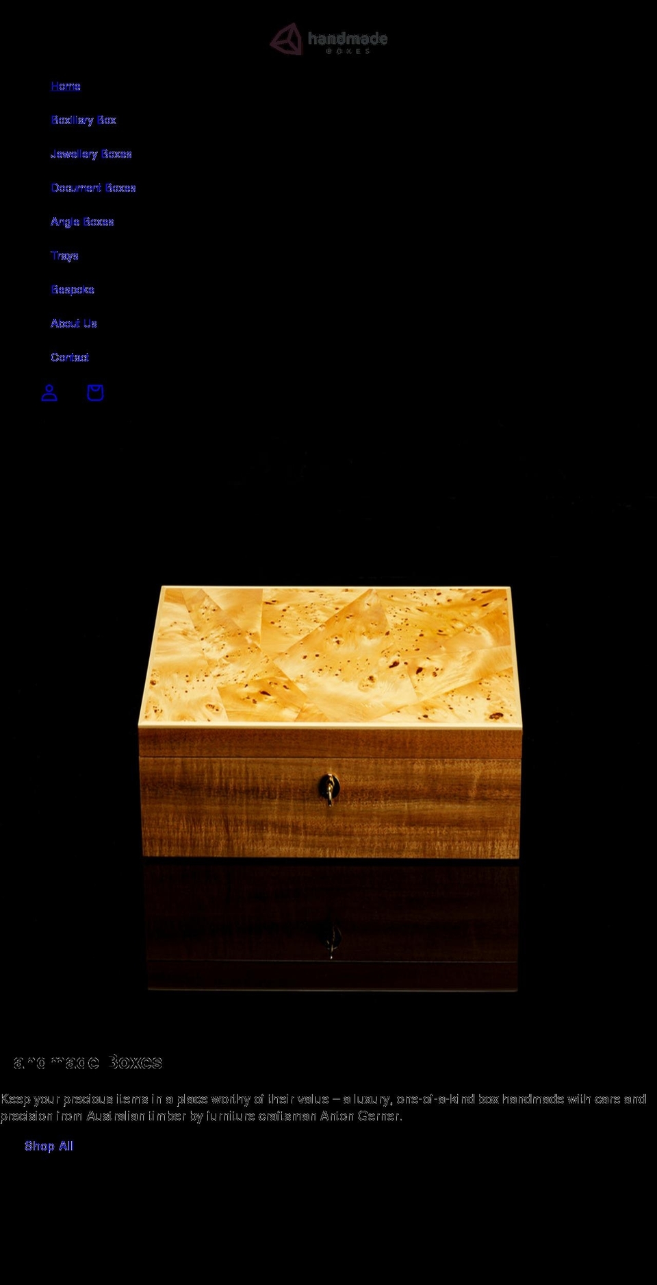handmadeboxes.com.au shopify website screenshot