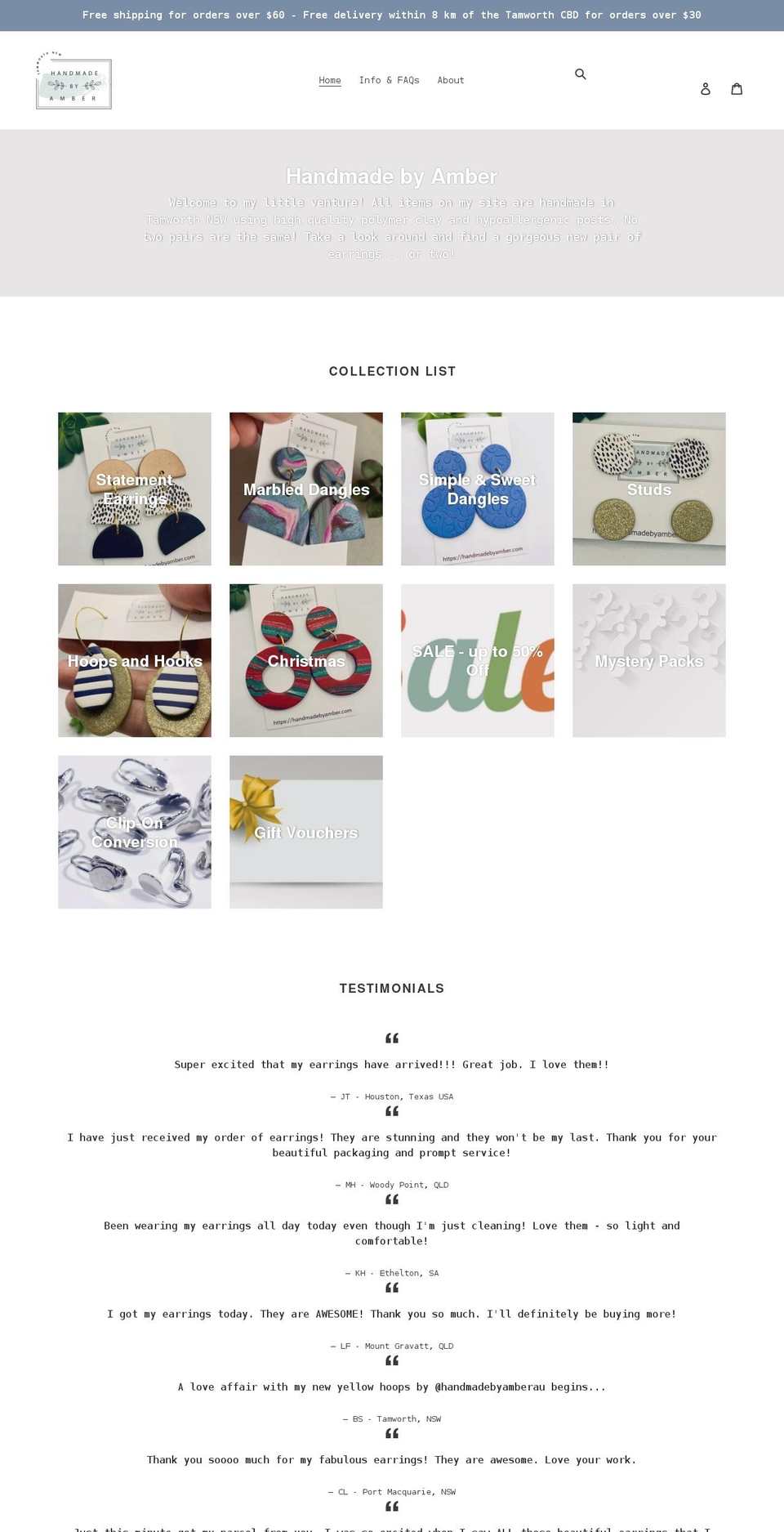 handmadebyamber.com shopify website screenshot