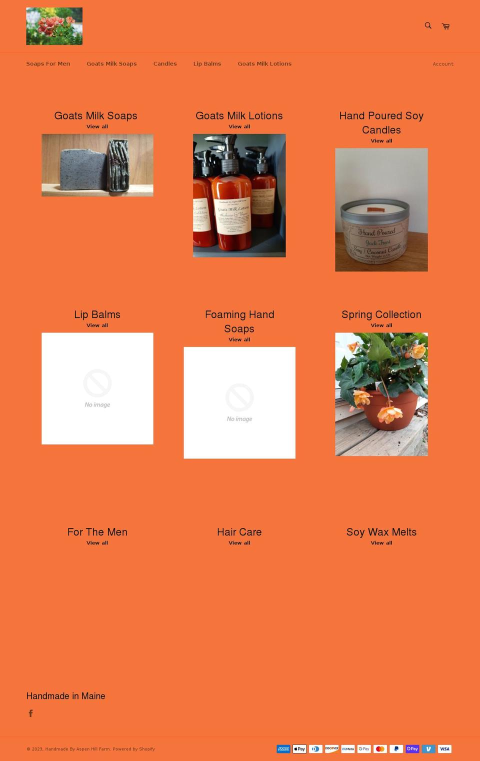 handmadebyaspenhillfarm.com shopify website screenshot