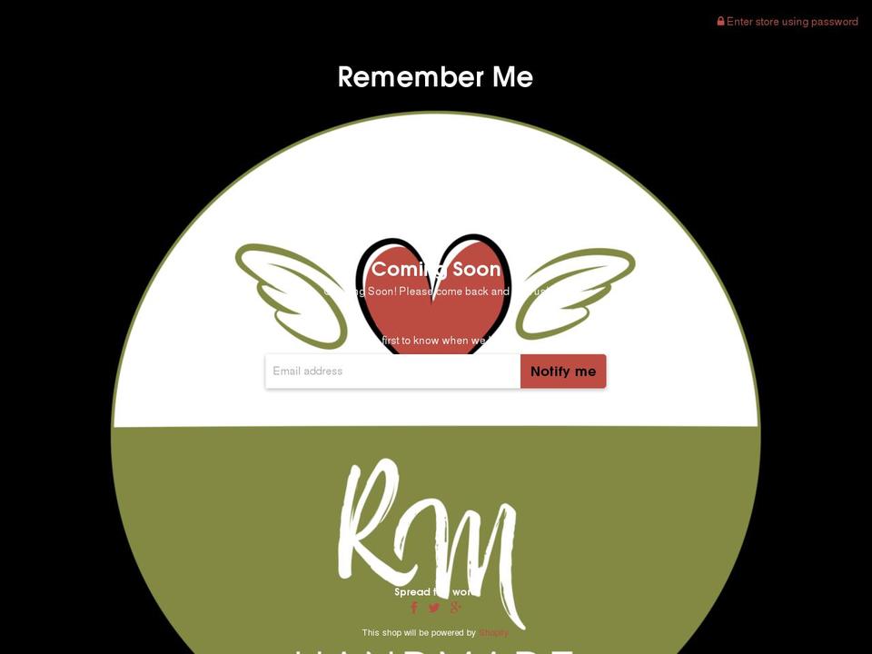 handmadebyrememberme.com shopify website screenshot