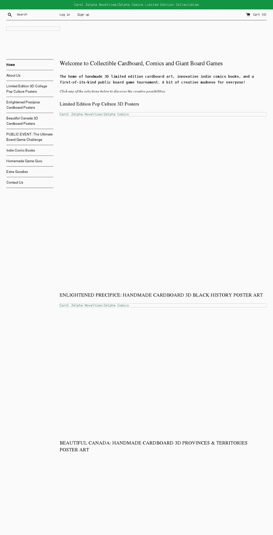 handmadecardboardinnovations.com shopify website screenshot