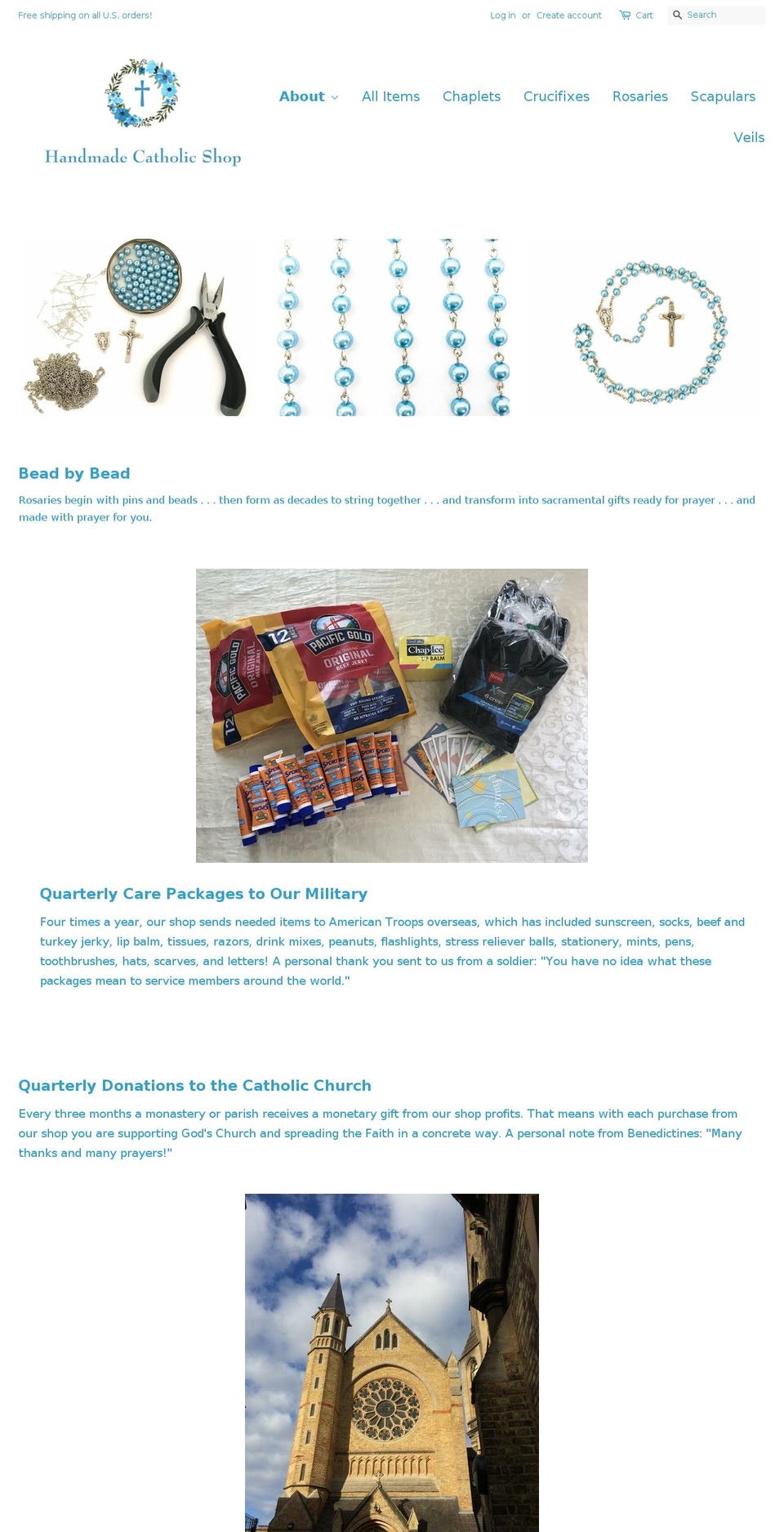 handmadecatholicshop.com shopify website screenshot