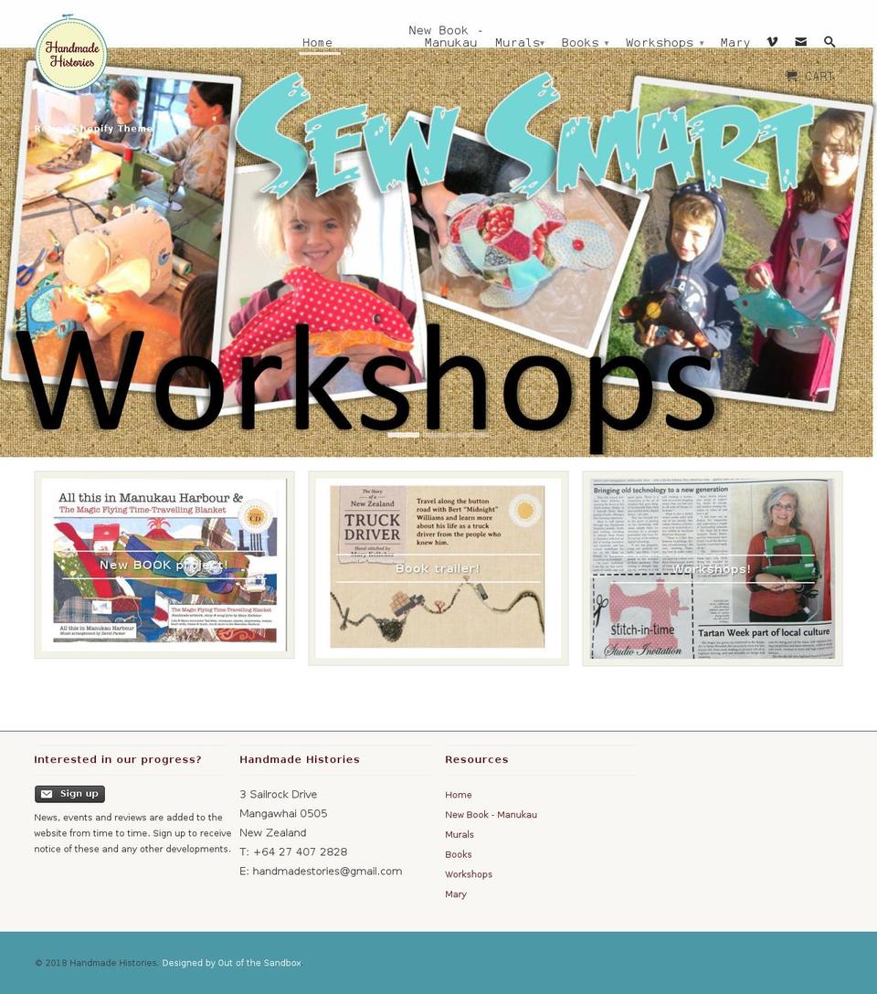 handmadehistories.com shopify website screenshot