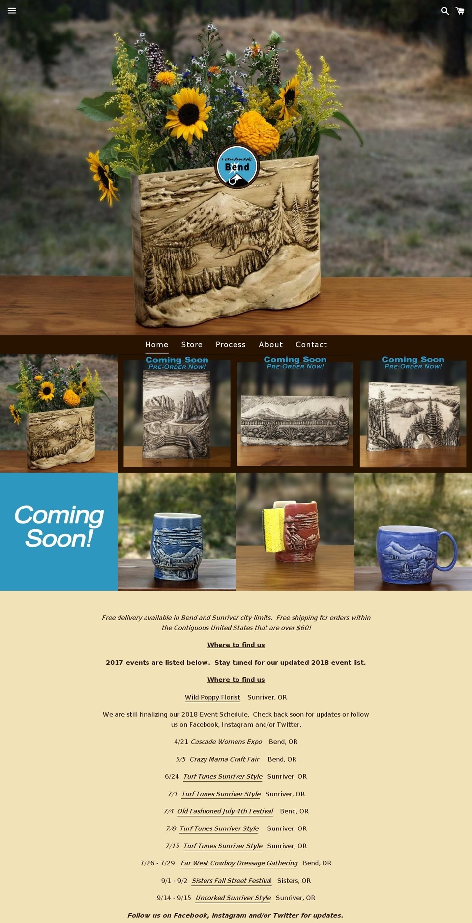 handmadeinbend.com — Shopify storefront screenshot