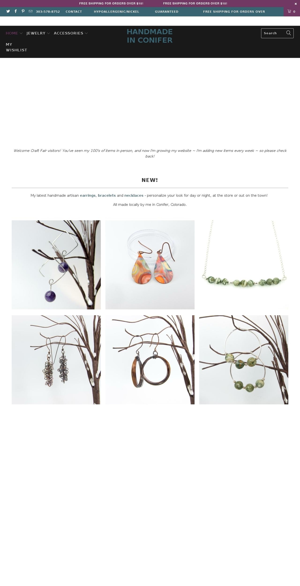handmadeinconifer.com — Shopify storefront screenshot