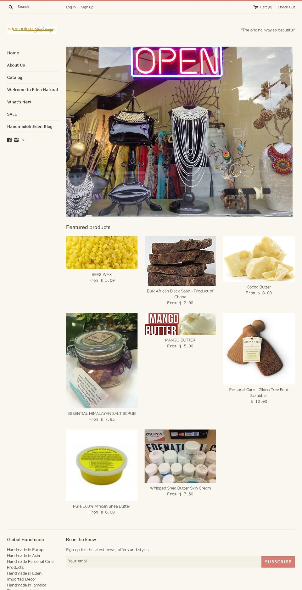 handmadeinjamaica.com — Shopify storefront screenshot