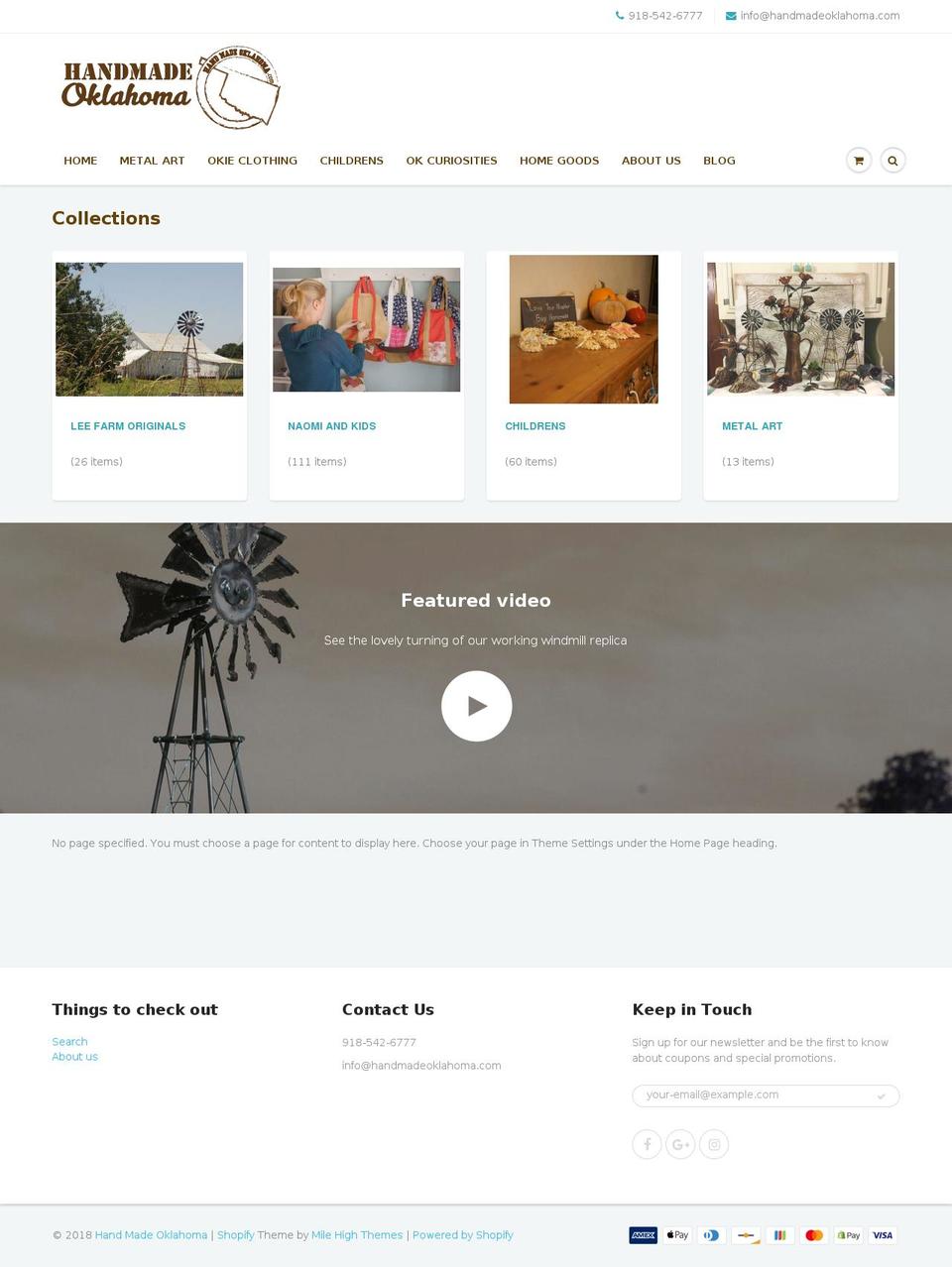 handmadeoklahoma.com — Shopify storefront screenshot