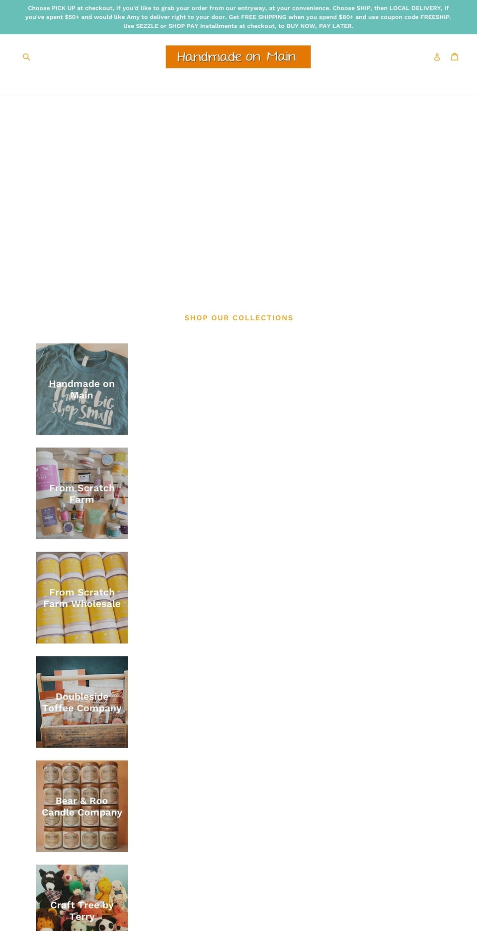 handmadeonmainboerne.com shopify website screenshot