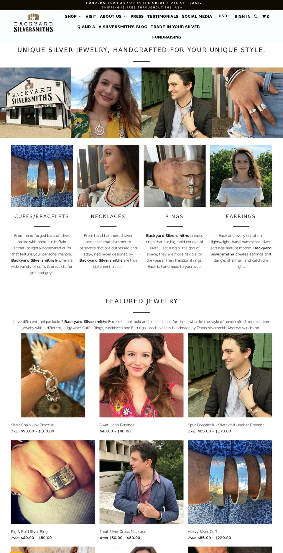 handmadesilverbracelet.com — Shopify storefront screenshot