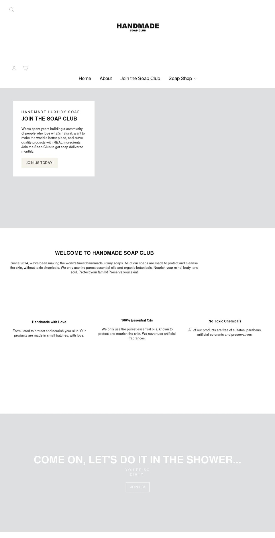 handmadesoapclub.com shopify website screenshot
