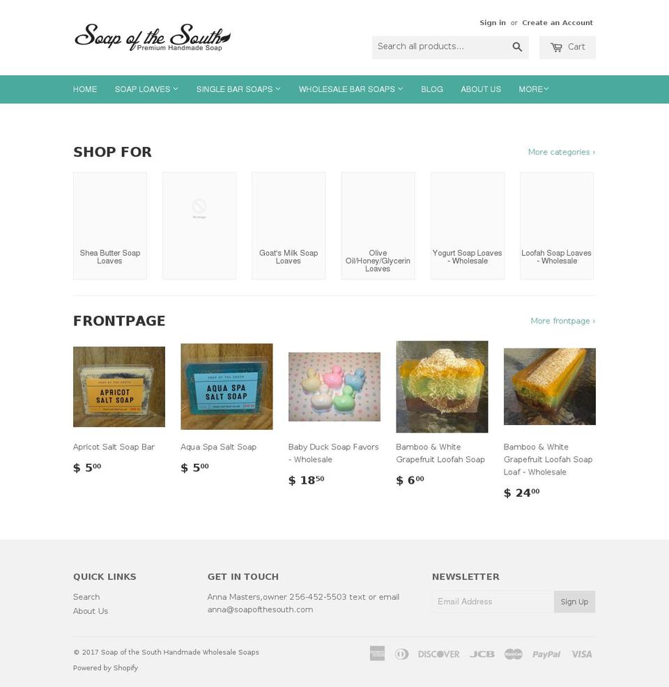 handmadewholesalesoaps.net shopify website screenshot