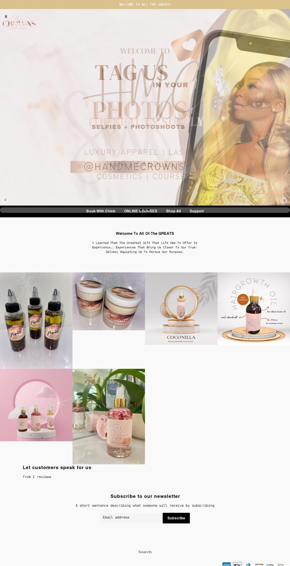 handmecrowns.com shopify website screenshot