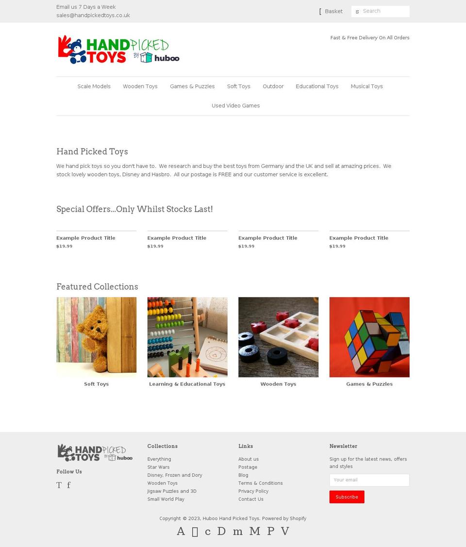 handpickedtoys.co.uk shopify website screenshot