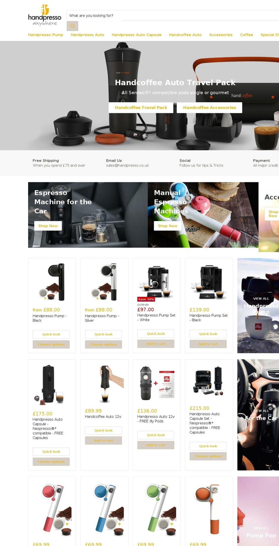 handpresso.co.uk shopify website screenshot