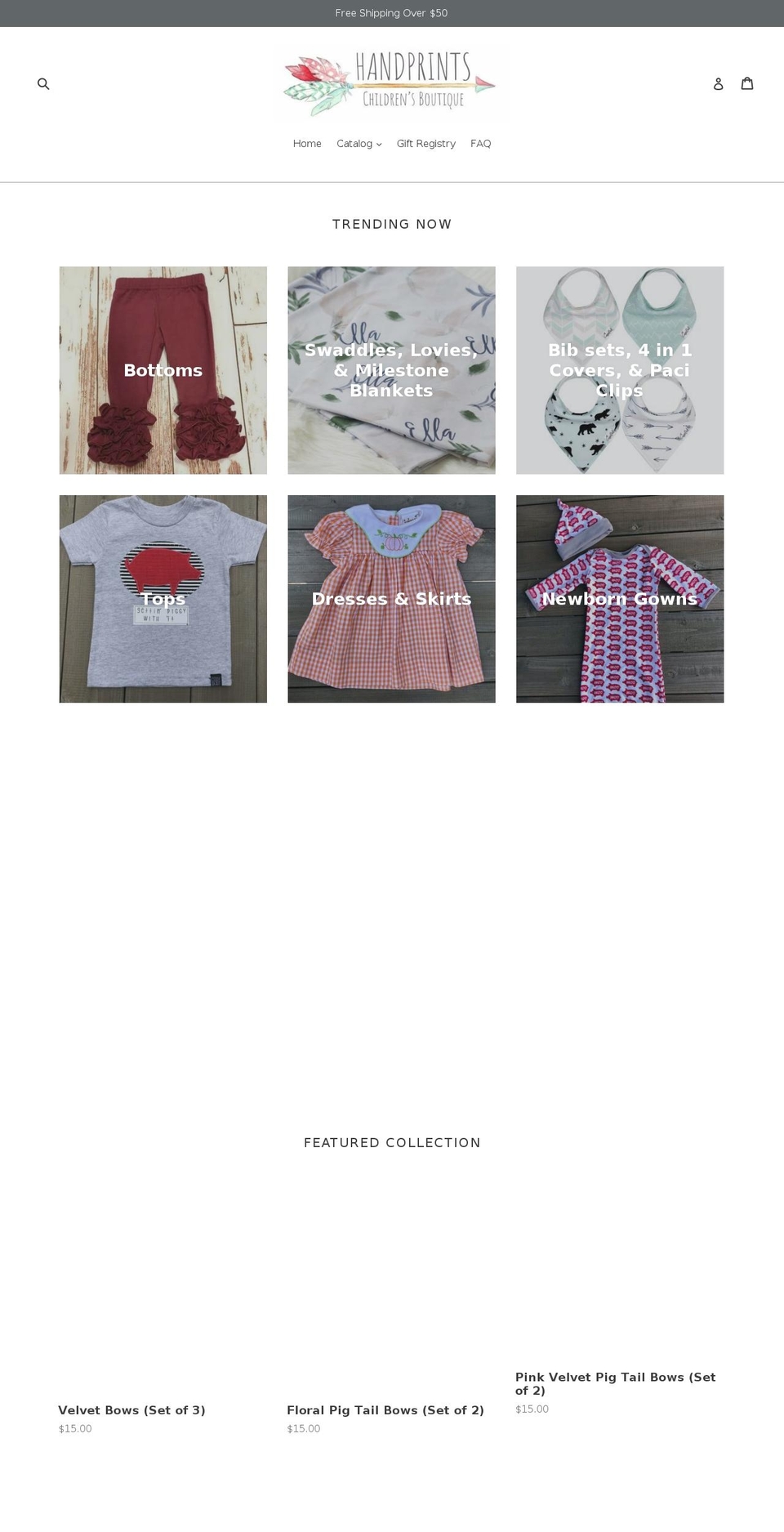 handprintsboutique.com — Shopify storefront screenshot