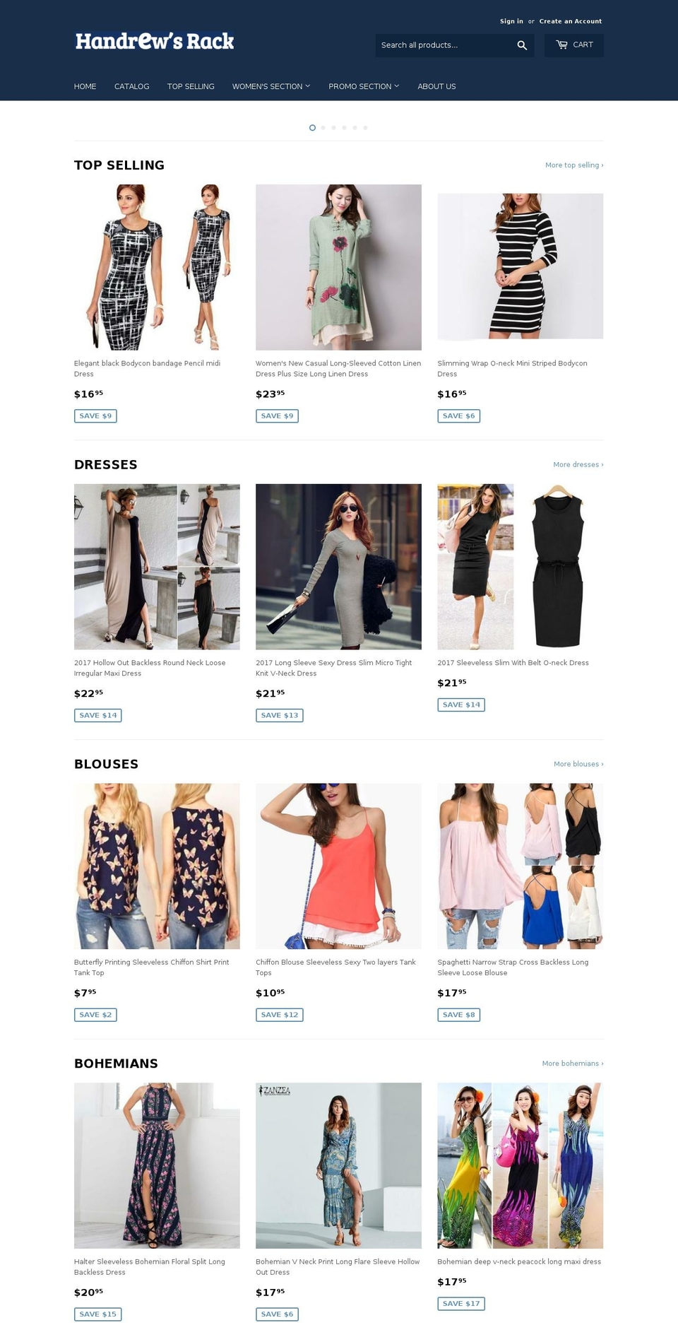 handrewsrack.com — Shopify storefront screenshot