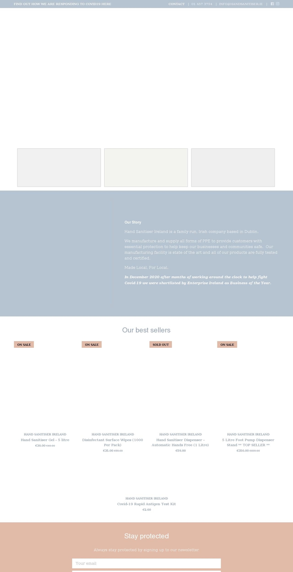 handsanitiser.ie shopify website screenshot