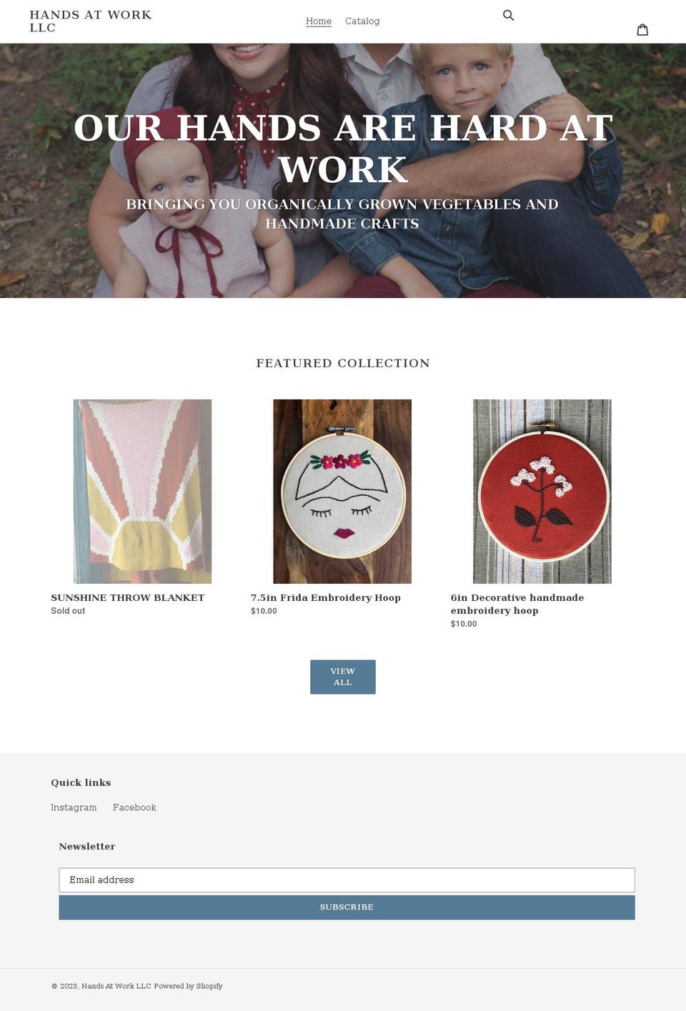 handsatworkllc.com shopify website screenshot