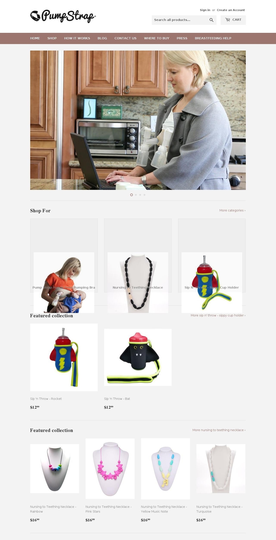 handsfreepumpingbra.com — Shopify storefront screenshot
