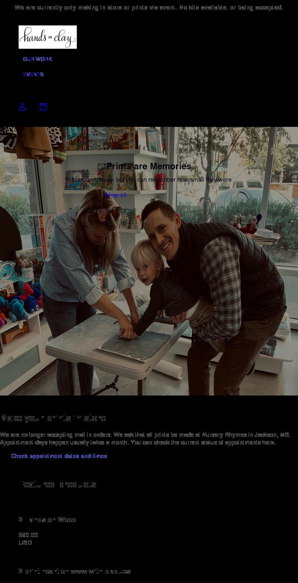 handsinclayjo.com shopify website screenshot