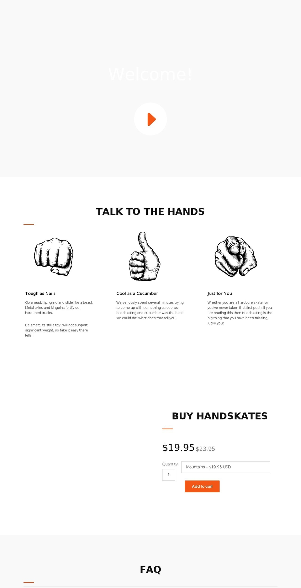 handskate.com shopify website screenshot