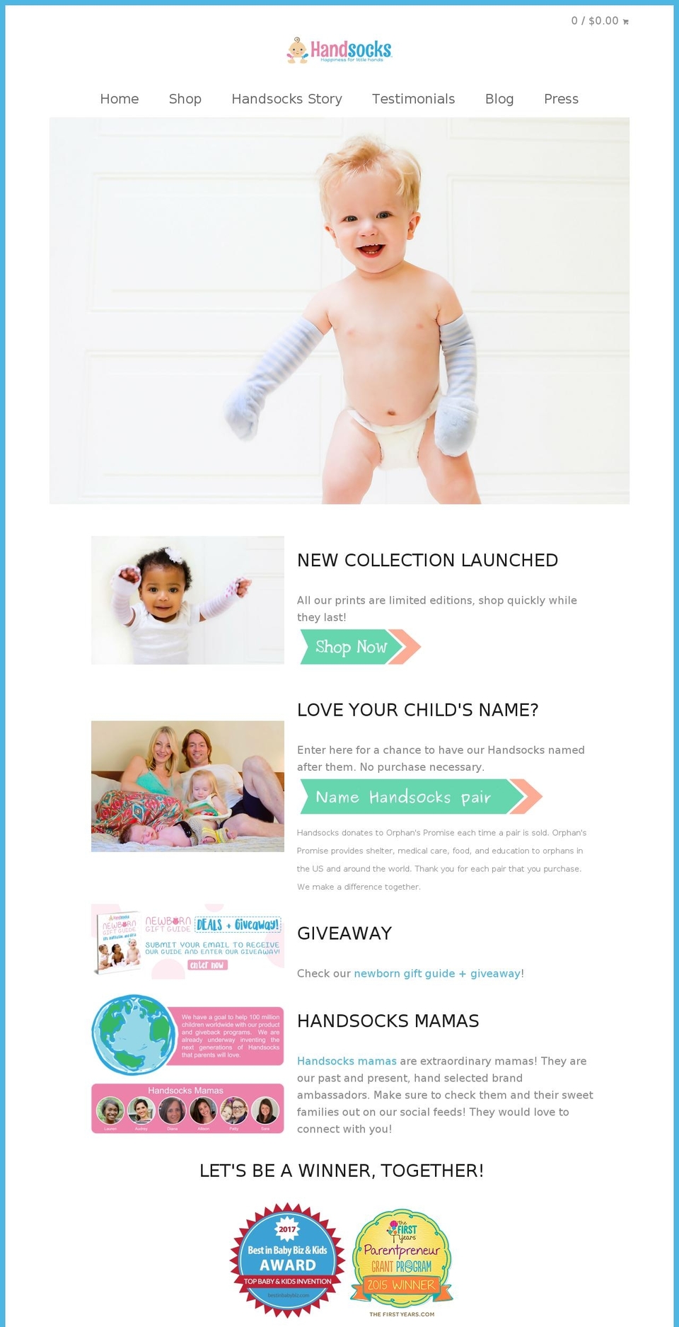 handsocks.com shopify website screenshot