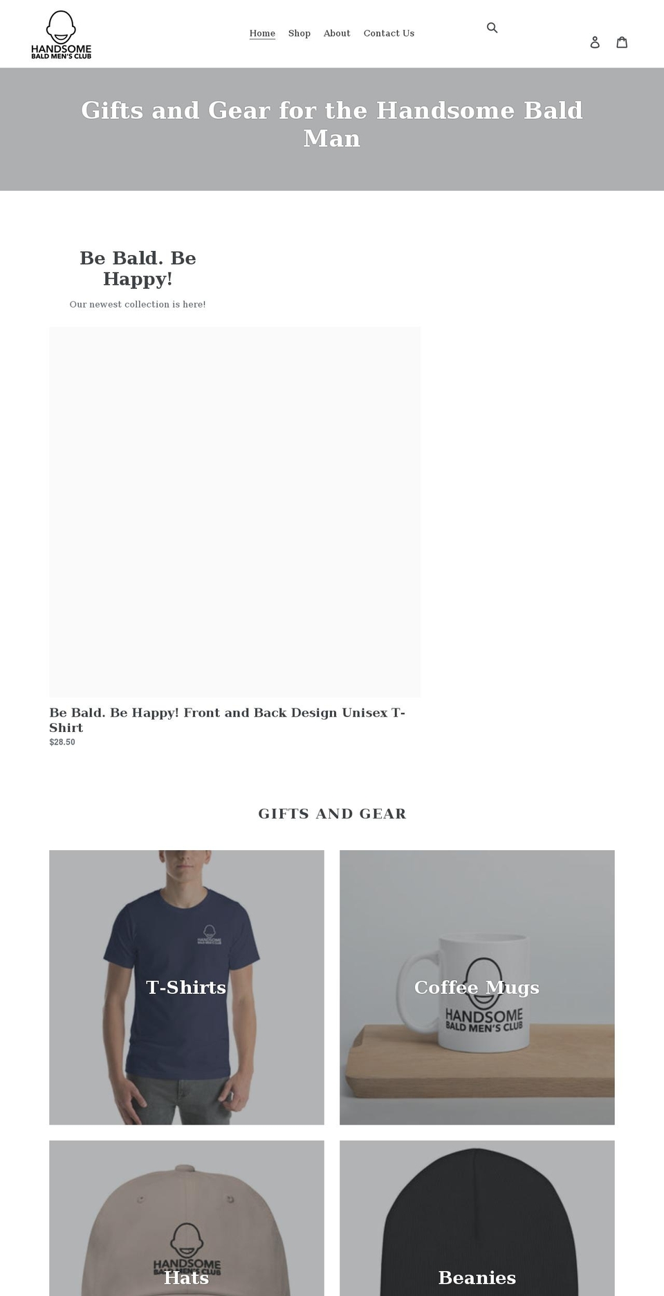 handsomebaldmensclub.net shopify website screenshot