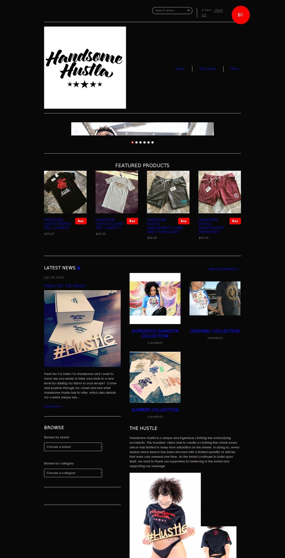 handsomehustla.com shopify website screenshot