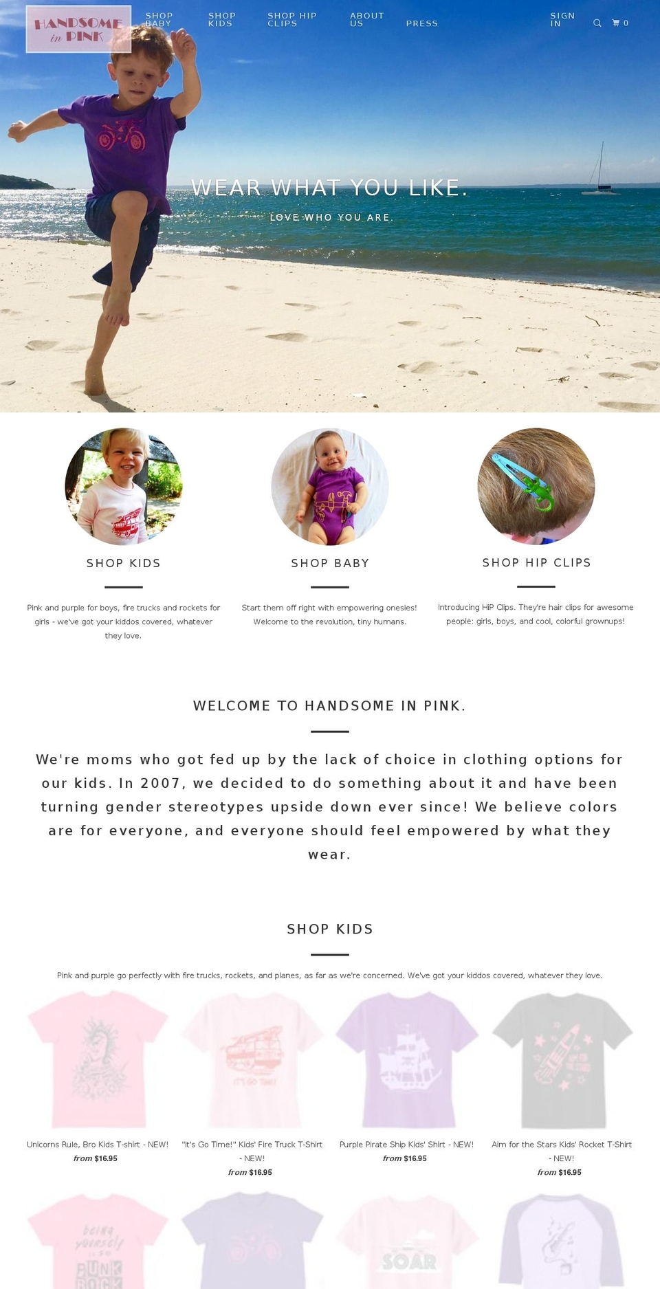 handsomeinpink.com shopify website screenshot