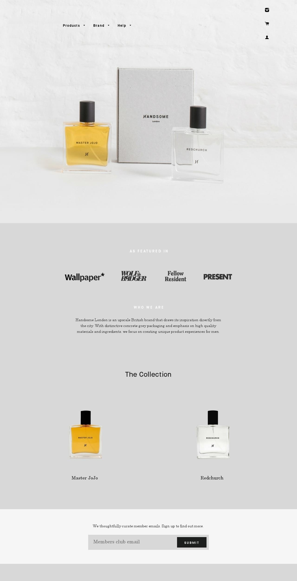 handsomelondon.com shopify website screenshot