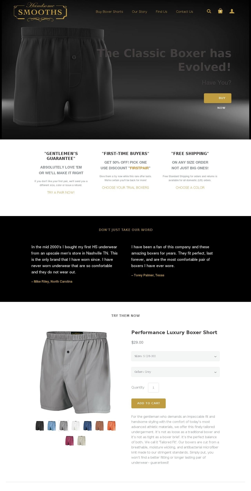 handsomesmooths.com shopify website screenshot