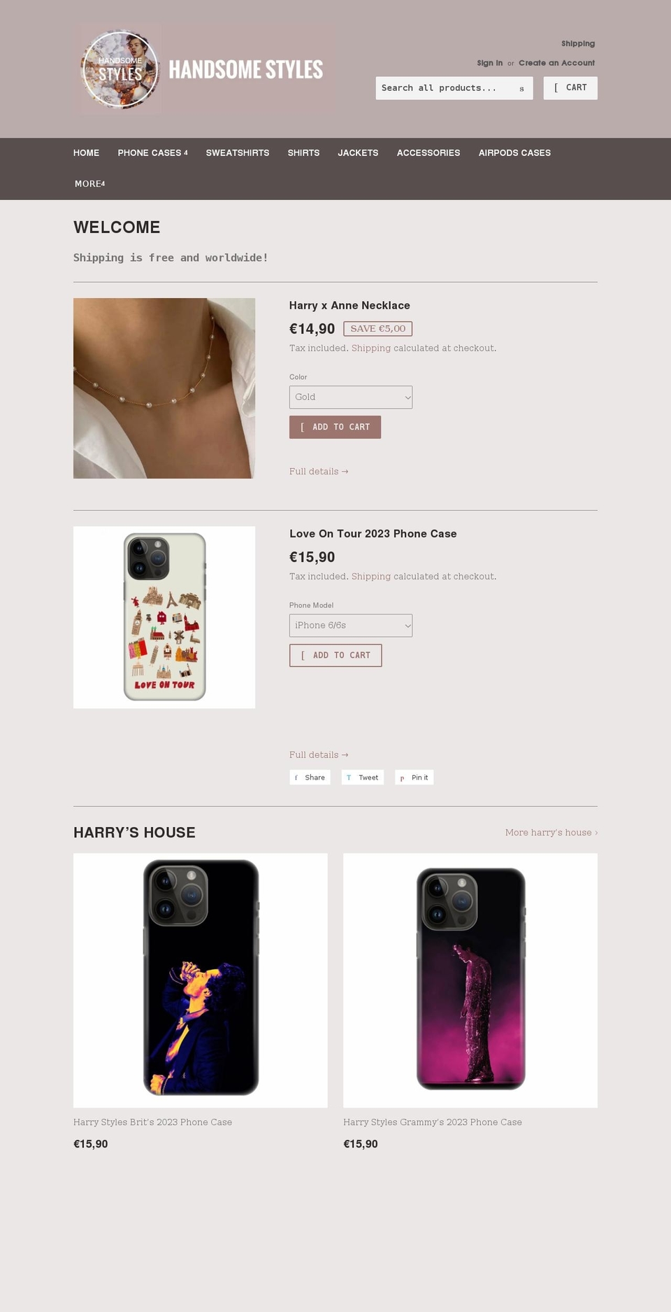 handsomestyles.com shopify website screenshot