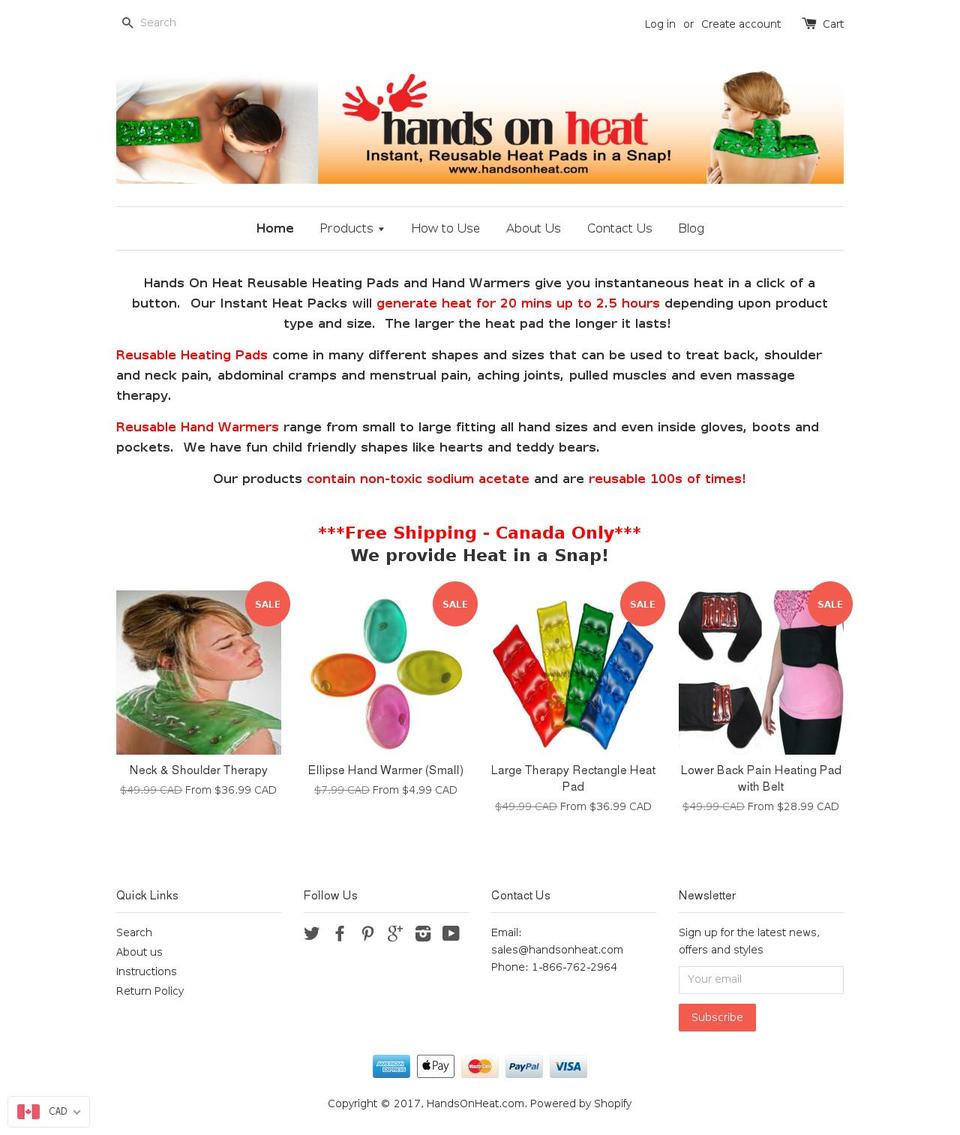 handsonheat.com shopify website screenshot