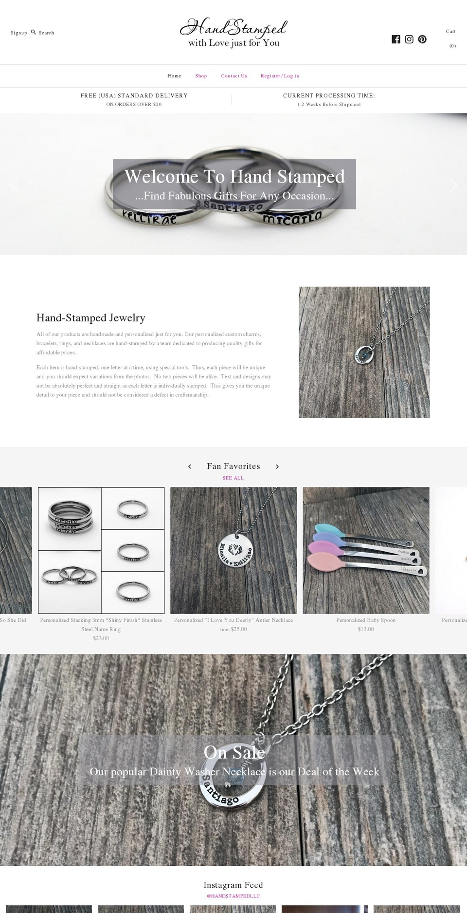 handstamped.com shopify website screenshot