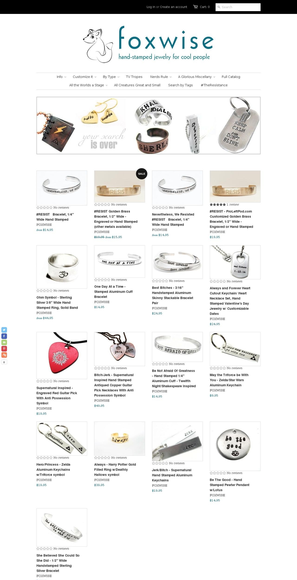 handstampedbracelets.com — Shopify storefront screenshot