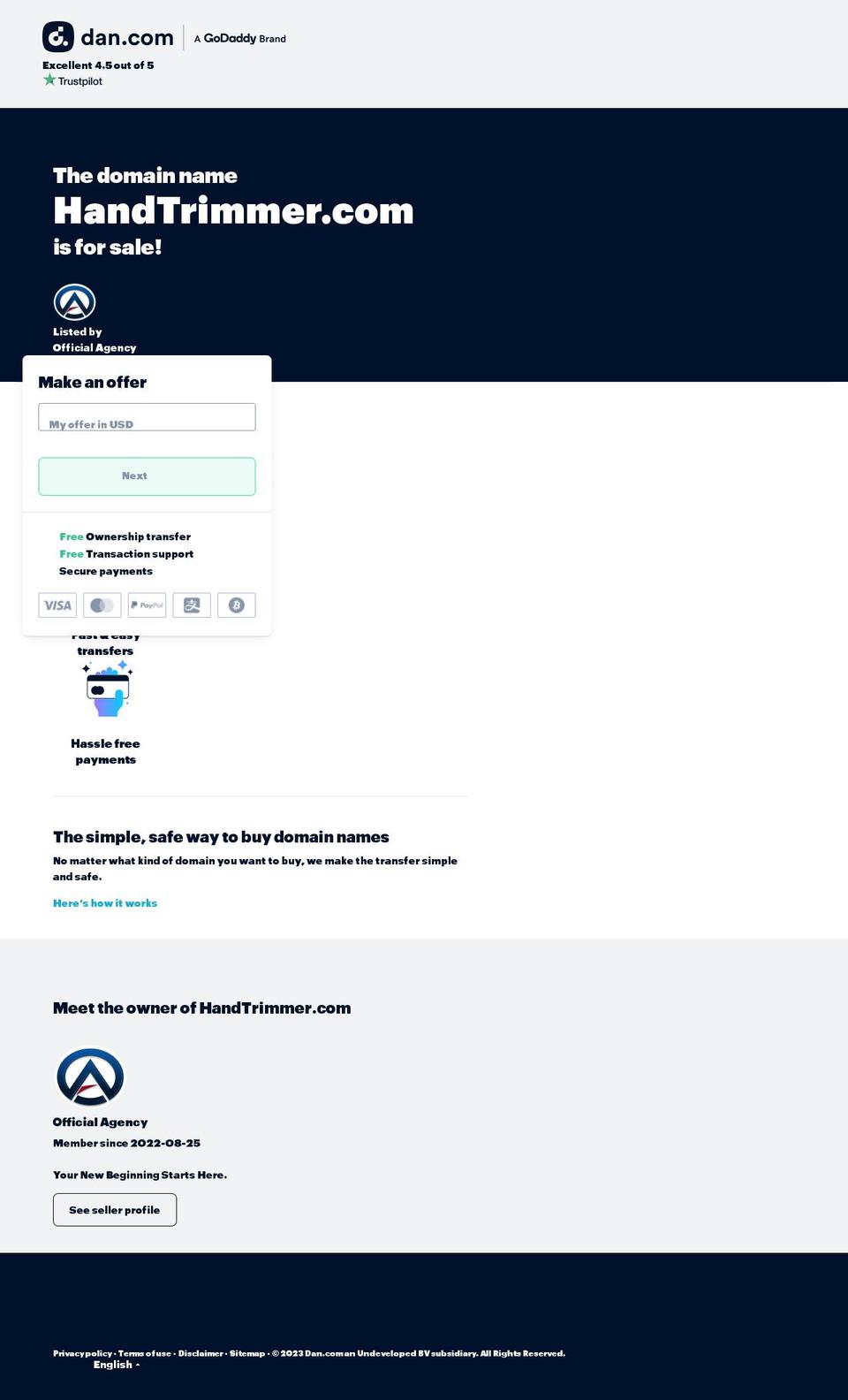 handtrimmer.com — Shopify storefront screenshot