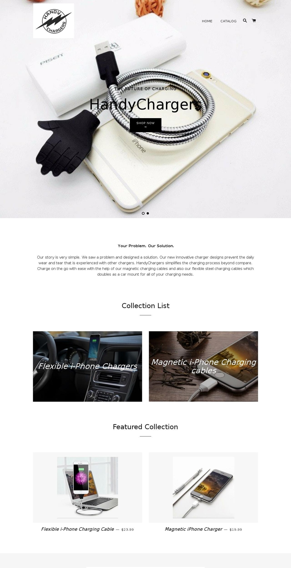 handychargers.com shopify website screenshot