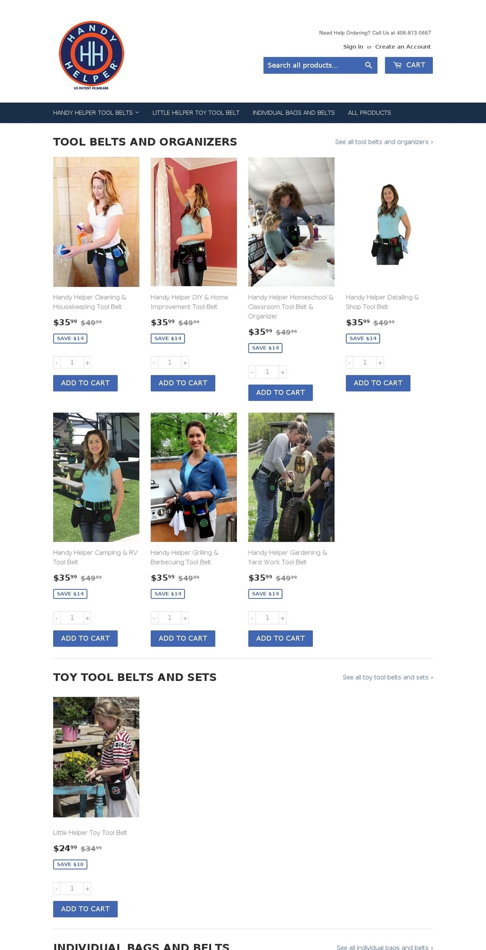 handyhelpertoolbelt.com — Shopify storefront screenshot
