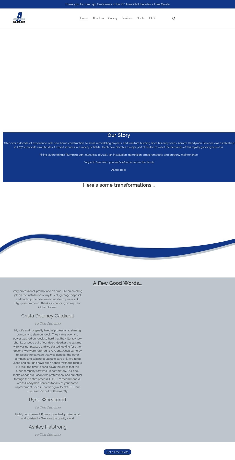 handymanaaron-kc.com shopify website screenshot