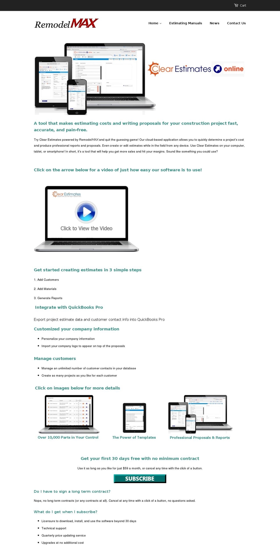 handymanestimating.com shopify website screenshot