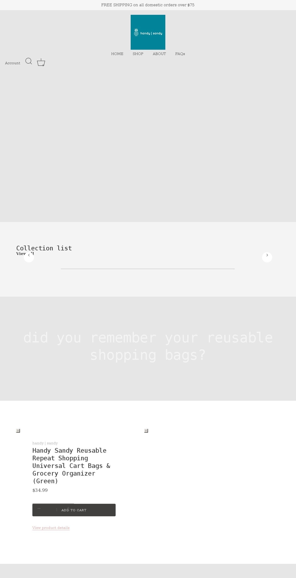 handysandyhome.com shopify website screenshot