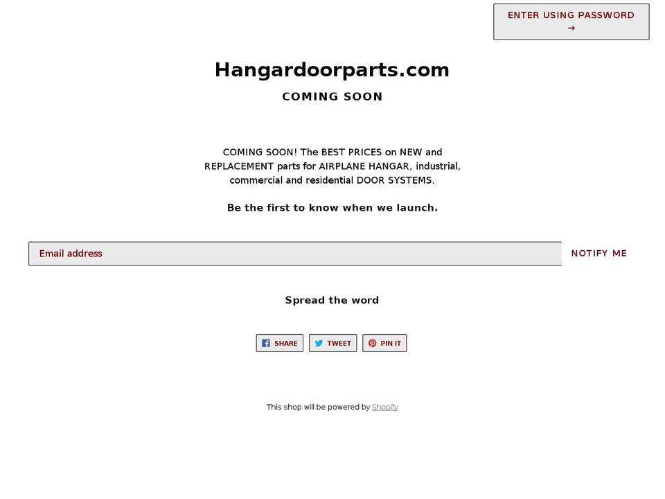 hangardoorparts.com shopify website screenshot