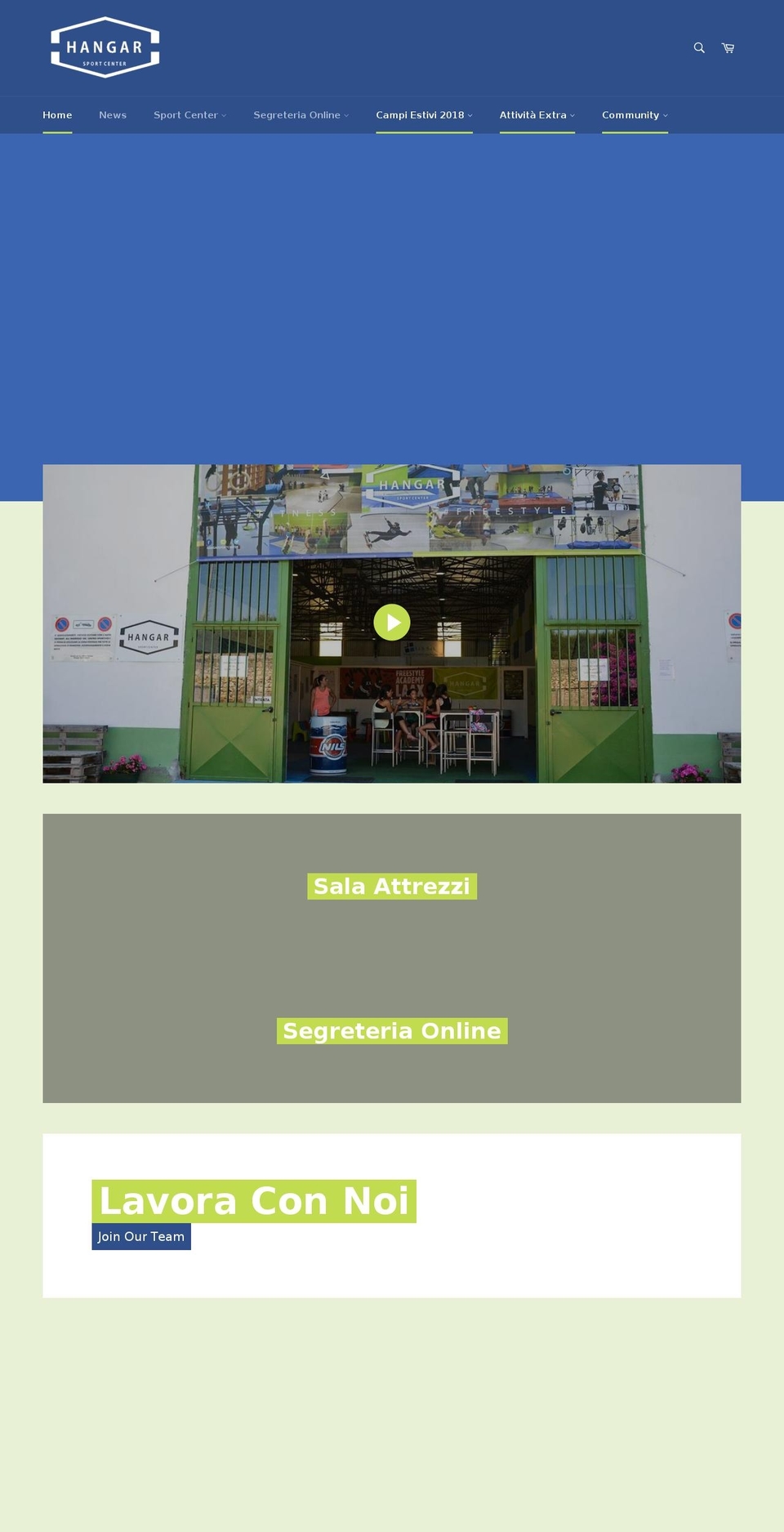 hangarsportcenter.com — Shopify storefront screenshot