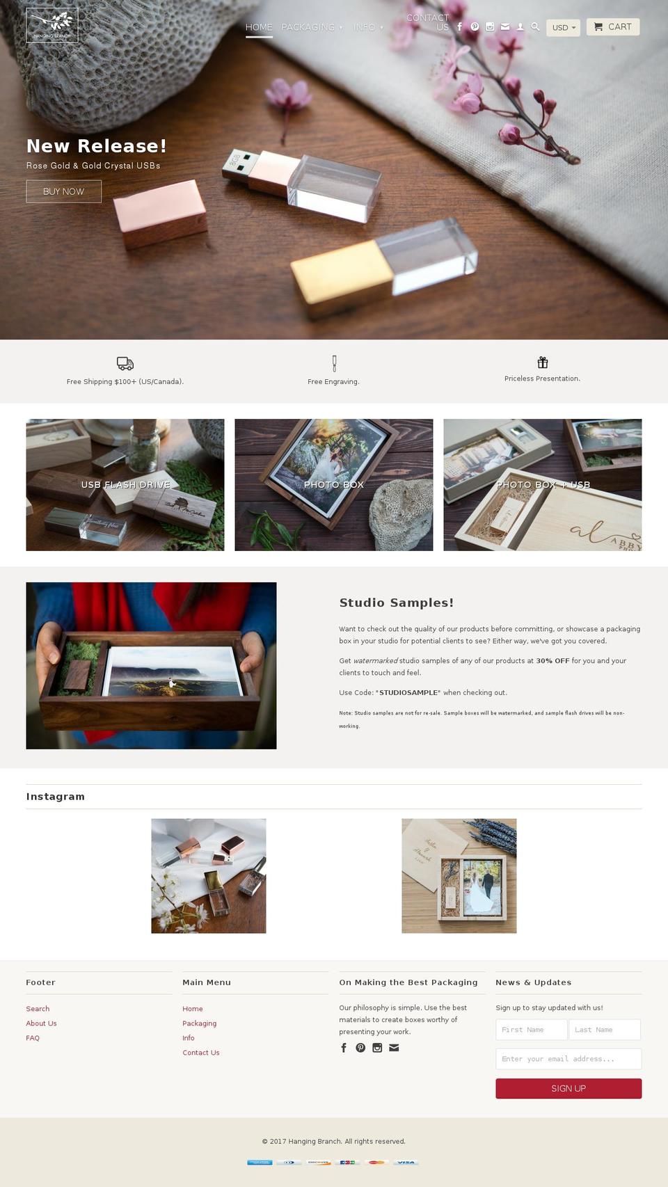hangingbranch.com shopify website screenshot