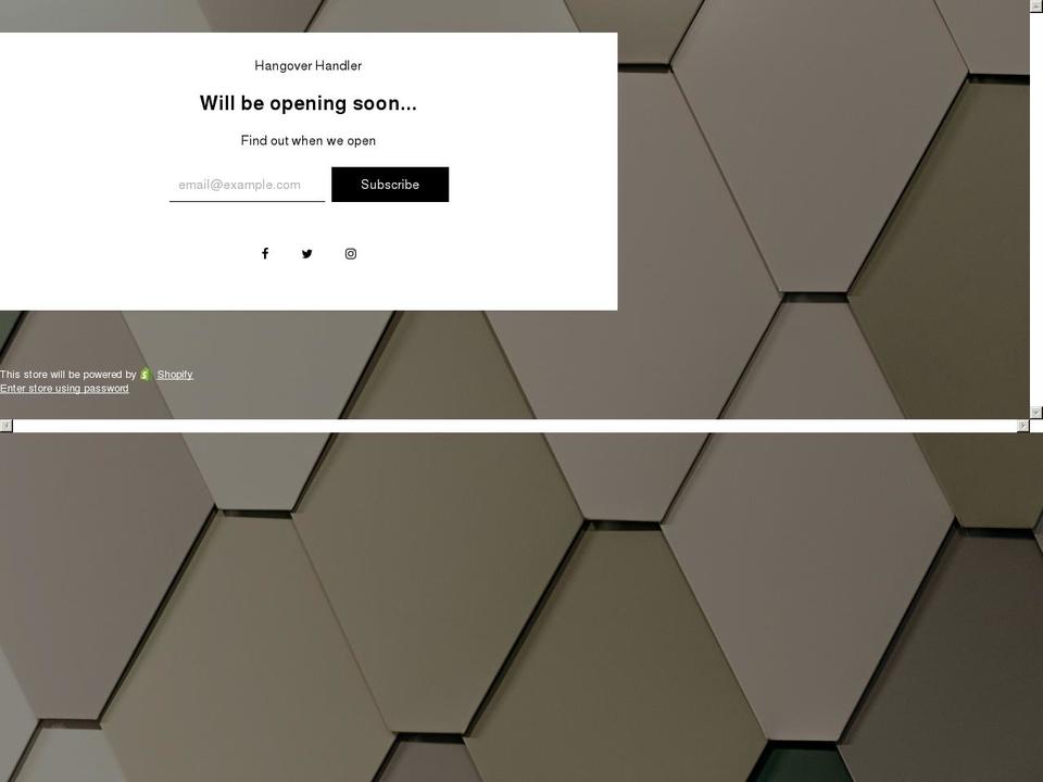 hangoverhandler.com shopify website screenshot