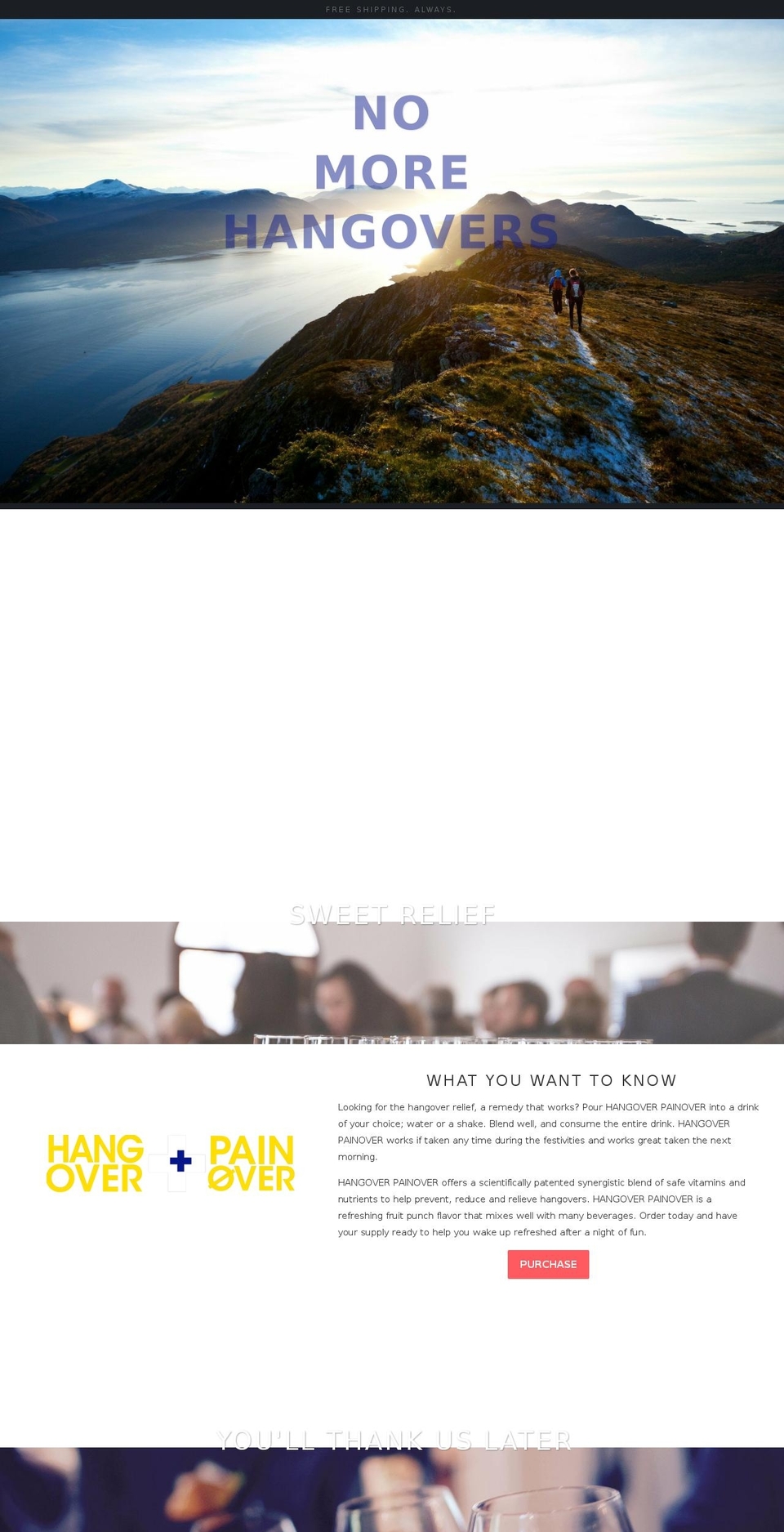 hangoverpainover.com — Shopify storefront screenshot
