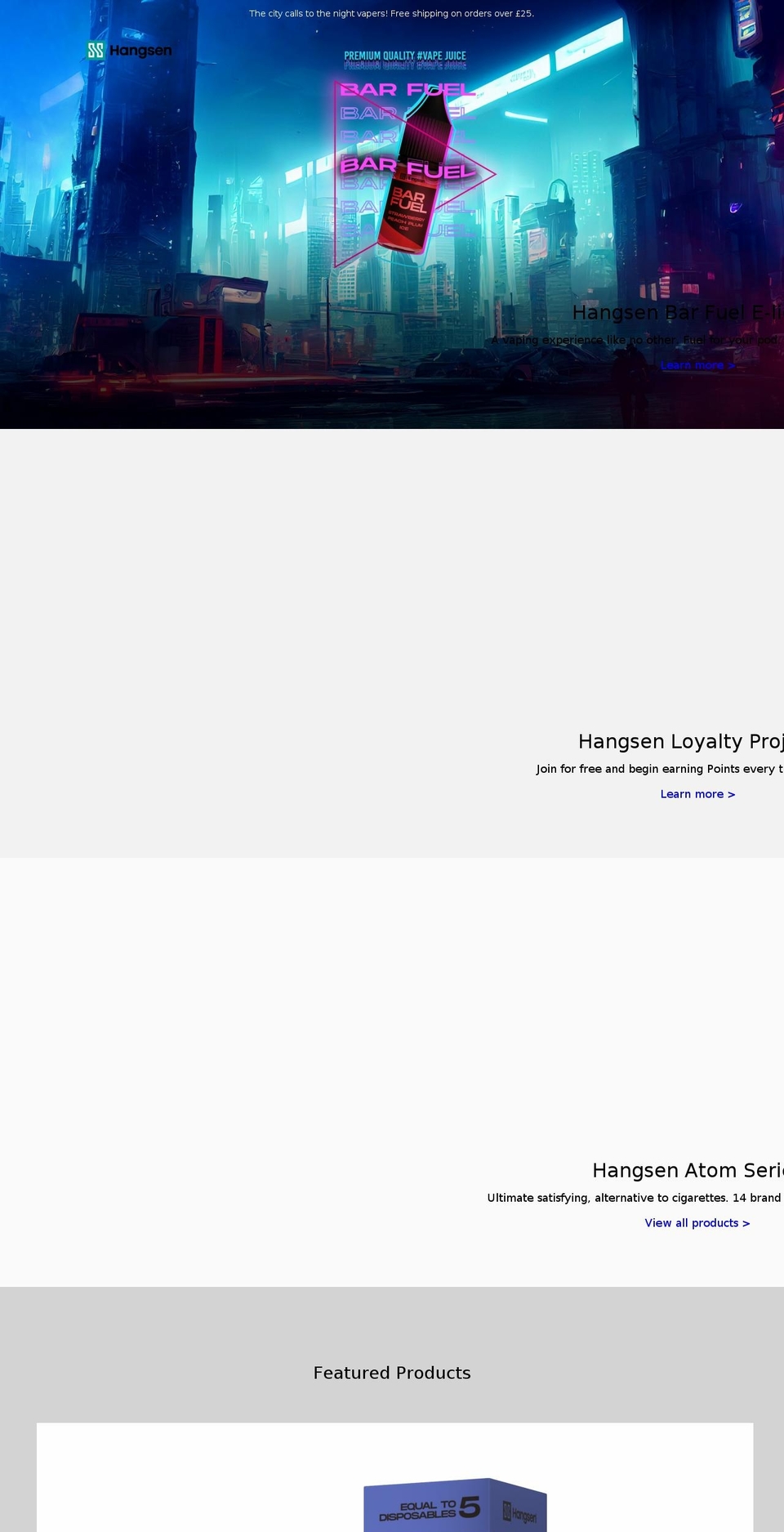 hangsen.com shopify website screenshot
