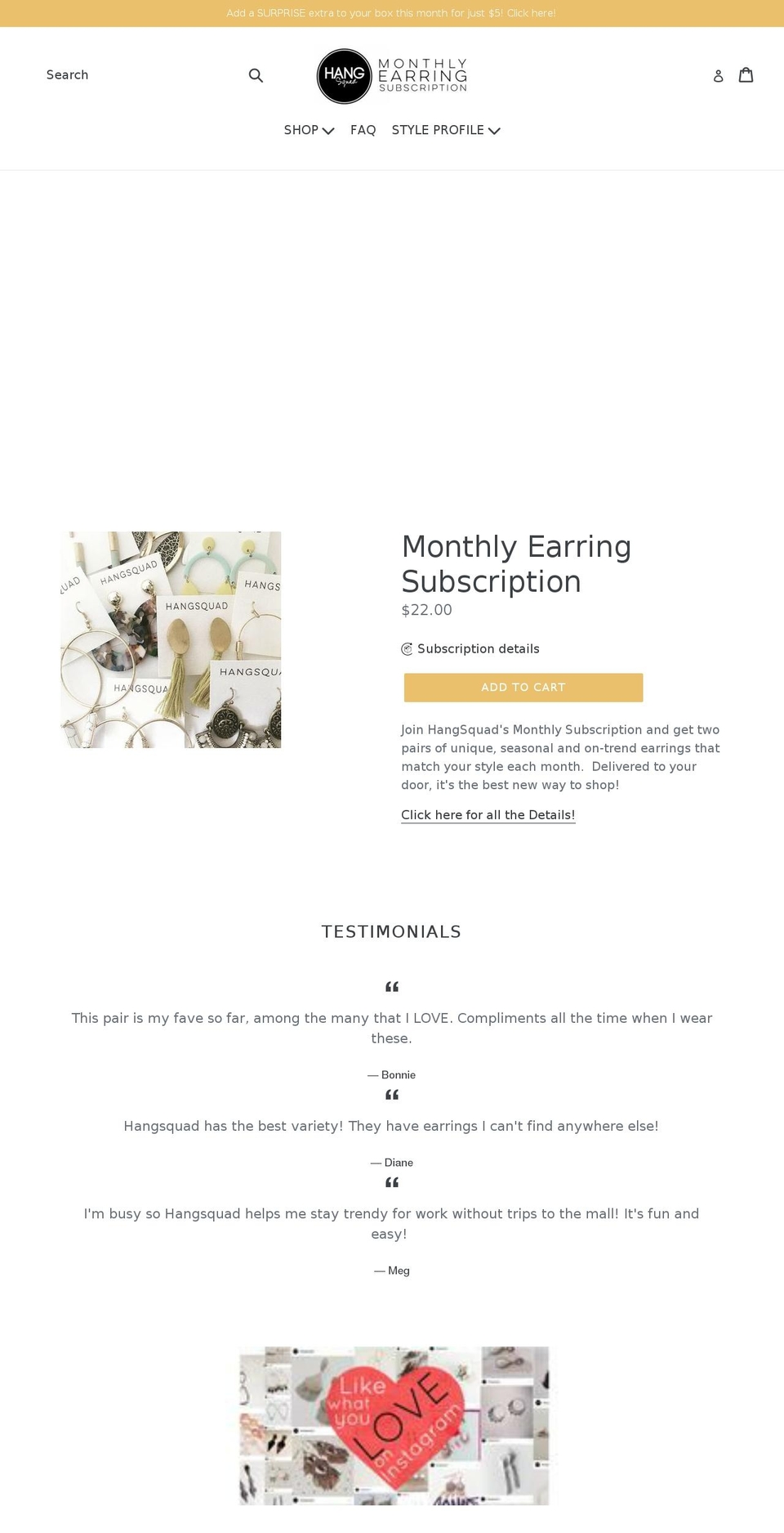 hangsquad.com shopify website screenshot