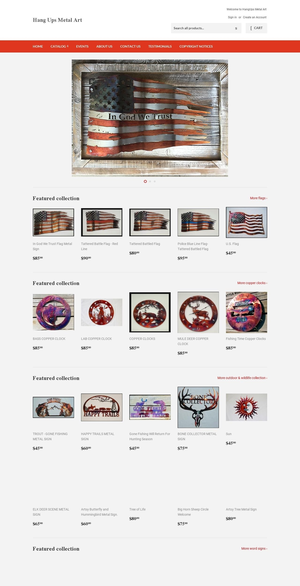 hangupsmetalart.com shopify website screenshot